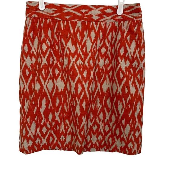 Banana Republic Orange/Crème Graphic Print Pencil Skirt  Sz 8 - Picture 1 of 8